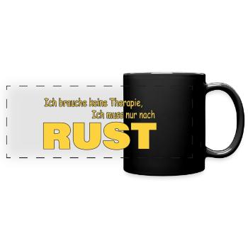 Therapie RUST - Panorama-Tasse farbig - Schwarz - Vorne