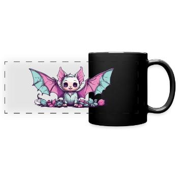 Esthétique Gothique Kawaii Bat e-girl Design - Mug panoramique uni - noir - Devant