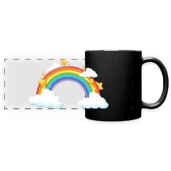 Rainbow Arc with Clouds and Stars - Full Colour Panoramic Mug - black - Front