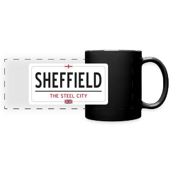 Sheffield town sign - Full Colour Panoramic Mug - black - Front