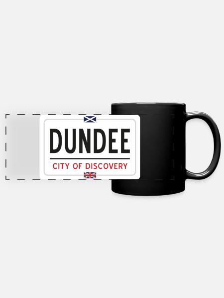 Dundee Ortsschild - Panorama-Tasse farbig - Schwarz
