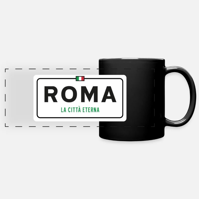 Rome Place Name Sign - Full Colour Panoramic Mug - black