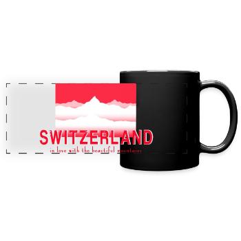 SUISSE montagnes - Mug panoramique uni - noir - Devant