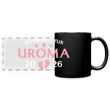 Urgroßmutter 2026 Befördert zur Uroma - Panorama-Tasse farbig - Schwarz - Vorne