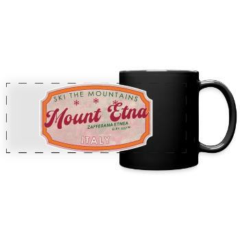 Mount Etna Italian Ski Badge - Full Colour Panoramic Mug - black - Front