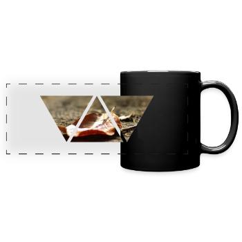 Triangle de feuilles Automne Cadeau Nature Photo - Mug panoramique uni - noir - Devant