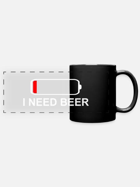 I Need Beer - Panorama-Tasse farbig - Schwarz