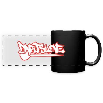 Dartslove_red - Panorama-Tasse farbig - Schwarz - Vorne