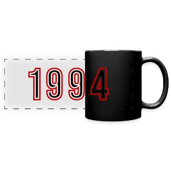 1994 Jahr Zahl - Panorama-Tasse farbig - Schwarz - Vorne