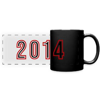 2014 Jahr Zahl - Panorama-Tasse farbig - Schwarz - Vorne