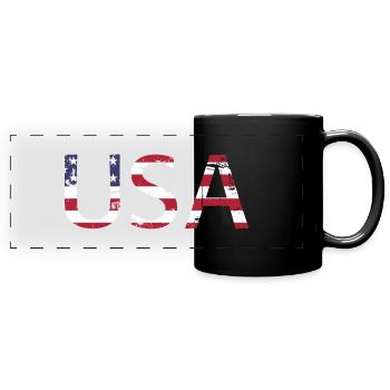 Les États-Unis aux couleurs du drapeau américain drapeau - Mug panoramique uni - noir - Devant