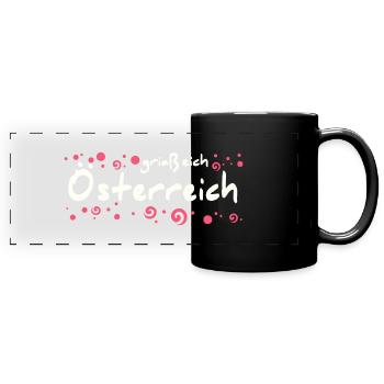 Österreich - Panorama-Tasse farbig - Schwarz - Vorne