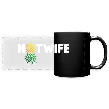 Hotwife Upside Down Pineapple Swinger Hot Wife - Full Colour Panoramic Mug - black - Front