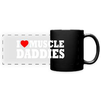 I love muscle daddies - Full Colour Panoramic Mug - black - Front