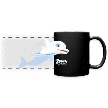 Zoom Der Weiße Delfin Winkt Aus Dem Wasser - Panorama-Tasse farbig - Schwarz - Vorne