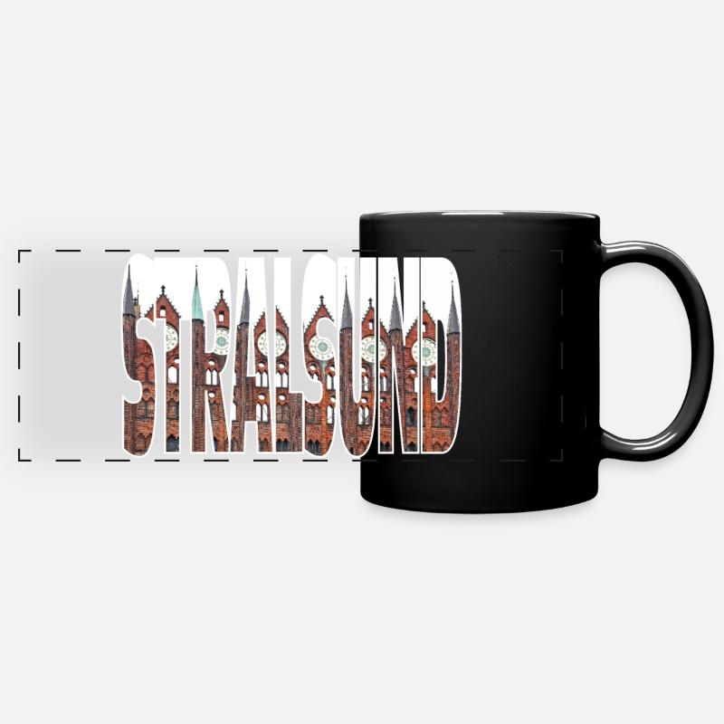 Stralsund - Panorama-Tasse farbig - Schwarz