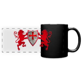 Loewen with the Knight's shield - Full Colour Panoramic Mug - black - Front