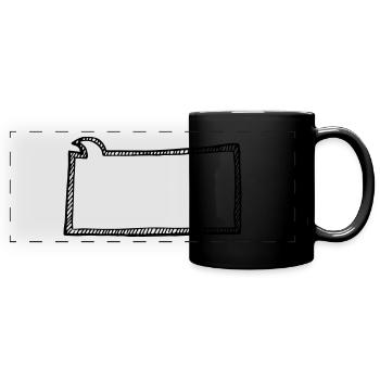 SPrechblase, gestreifter Rand, groß - Panorama-Tasse farbig - Schwarz - Vorne