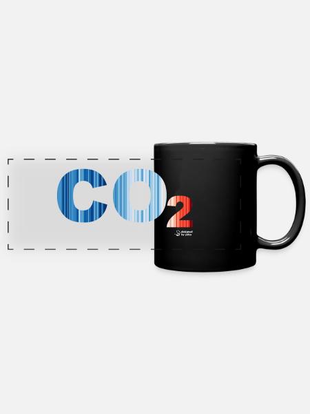 CO2-EMISSIONEN - Panorama-Tasse farbig - Schwarz