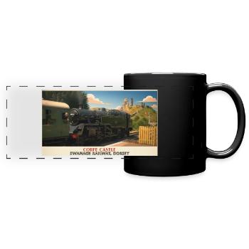 Corfe Castle Dampflok-Plakat - Panorama-Tasse farbig - Schwarz - Vorne