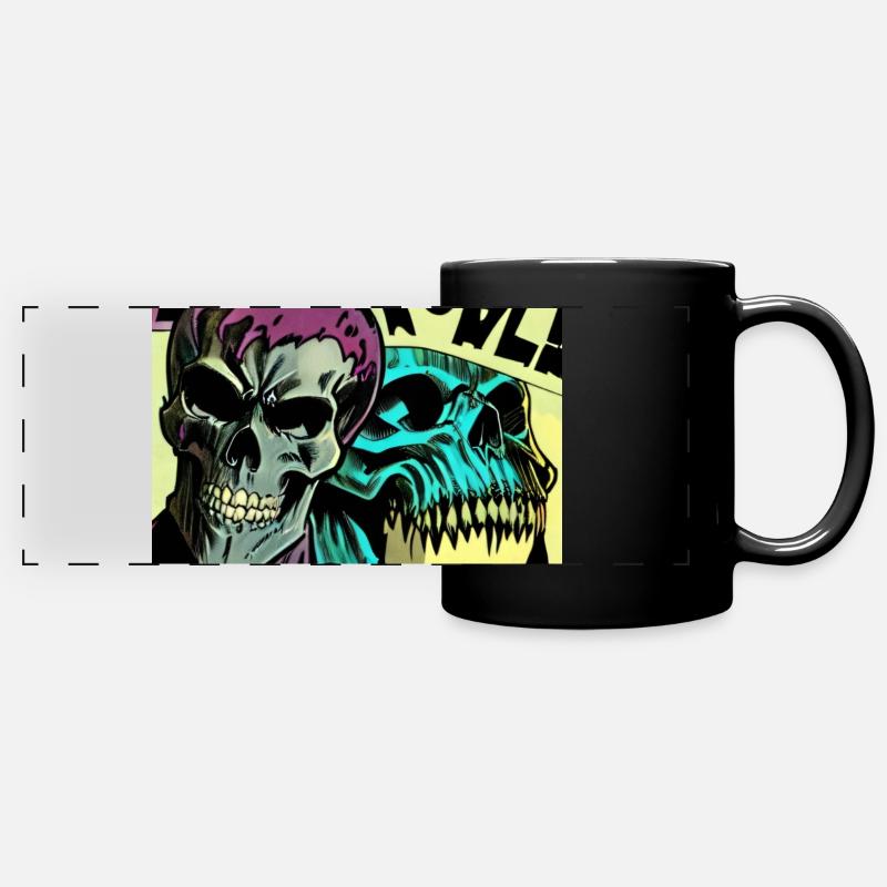 Comic Style Skulls - Full Colour Panoramic Mug - black