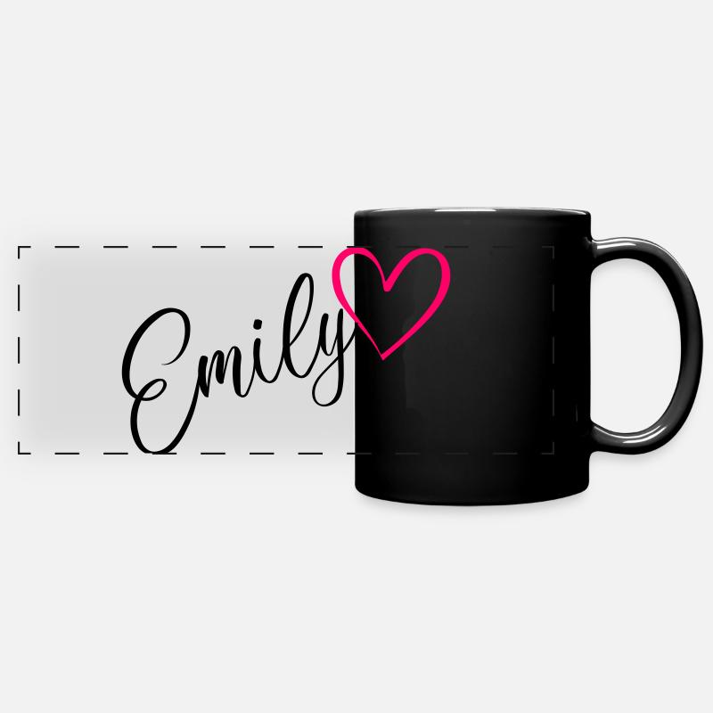 Emily Surname First Name Heart pink - Full Colour Panoramic Mug - black