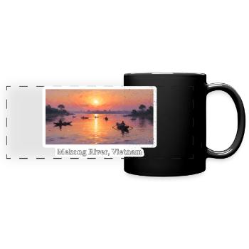 Mekong River Sunset - Full Colour Panoramic Mug - black - Front