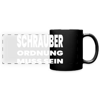 Schrauber - Panorama-Tasse farbig - Schwarz - Vorne