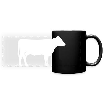 Cow Silhouette Farm Clean Vector - Full Colour Panoramic Mug - black - Front