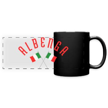 Albenga Italian Flag Crest - Full Colour Panoramic Mug - black - Front