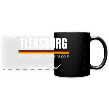 Flensburg - Panorama-Tasse farbig - Schwarz - Vorne