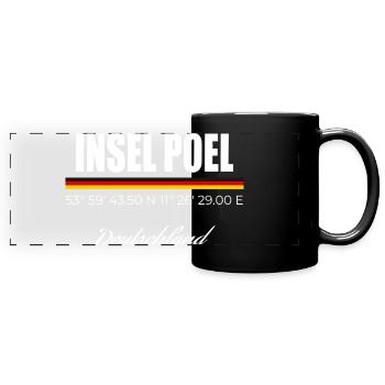 Insel Poel - Panorama-Tasse farbig - Schwarz - Vorne