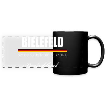 Bielefeld - Panorama-Tasse farbig - Schwarz - Vorne