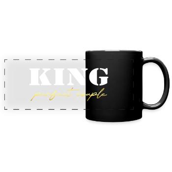 King and Queen King Geschenk white and gold - Panorama-Tasse farbig - Schwarz - Vorne