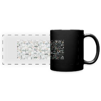 Florales Blumenmotiv - Panorama-Tasse farbig - Schwarz - Vorne