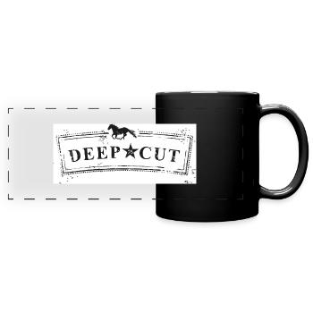 deep cut schild neu - Panorama-Tasse farbig - Schwarz - Vorne