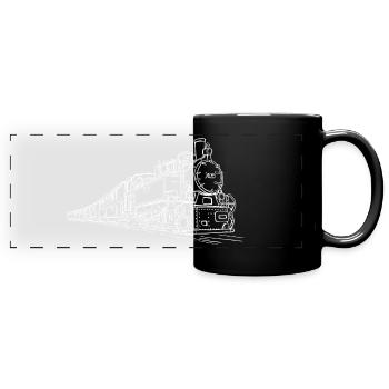 Zug Dampf Lokomotive - Panorama-Tasse farbig - Schwarz - Vorne