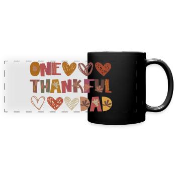 Thankful Dad Papa Herbst Blätter Dankbarkeit - Panorama-Tasse farbig - Schwarz - Vorne