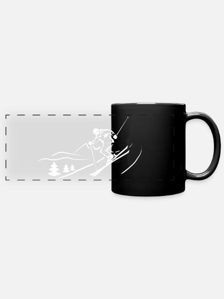 Skiers Ski Holiday Cadeau de Noël - Mug panoramique uni - noir