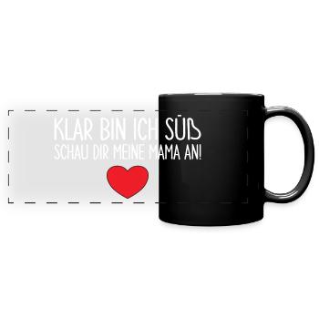 Klar Bin Ich Süß - Lustiger Baby Spruch - Panorama-Tasse farbig - Schwarz - Vorne