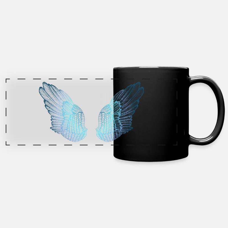Ailes d'ange aux tons bleus - Mug panoramique uni - noir