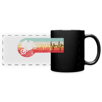 Motorrad Herzschlag Motorradfahrer Rennmaschine - Panorama-Tasse farbig - Schwarz - Vorne