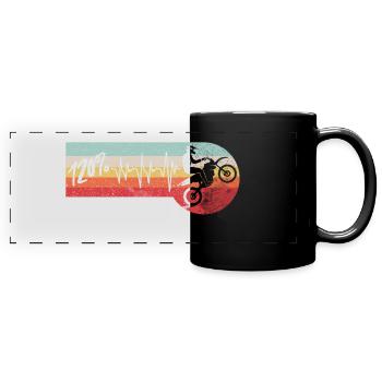 Motorcycle Heartbeat Motocross Enduro Biker ECG - Full Colour Panoramic Mug - black - Front