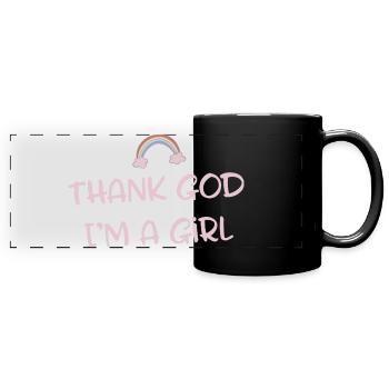 Lustiger Spruch - Panorama-Tasse farbig - Schwarz - Vorne