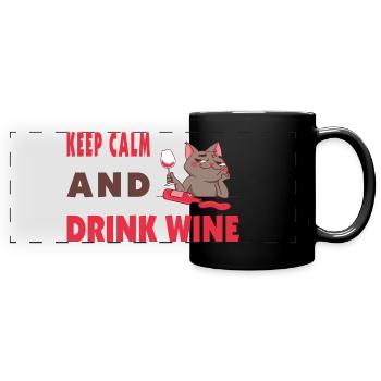 Keep calm and drink wine - Full Colour Panoramic Mug - black - Front