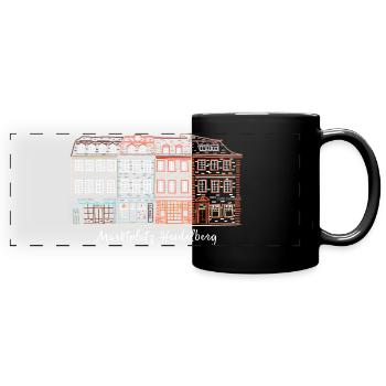 Heidelberg Marktplatz, Süddeutschland Handzeichnun - Panorama-Tasse farbig - Schwarz - Vorne