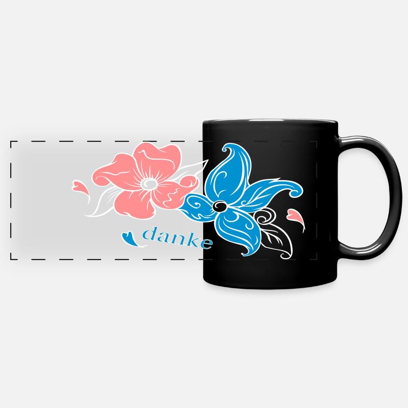 Salutation florale Merci - Mug panoramique uni - noir
