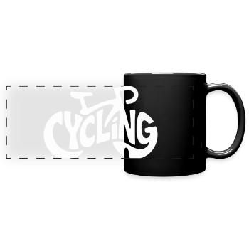 Radfahren Fahrrad Wortkunst - Panorama-Tasse farbig - Schwarz - Vorne