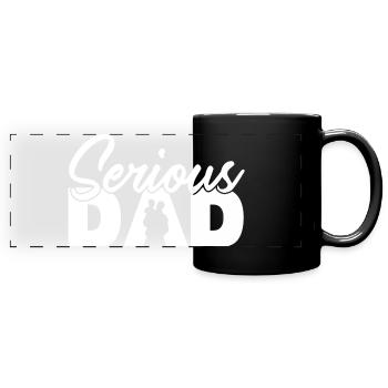 Serious Dad Father Silhouette Family - Full Colour Panoramic Mug - black - Front