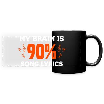 90 % de conception de clés et notes de théorie musicale - Mug panoramique uni - noir - Devant